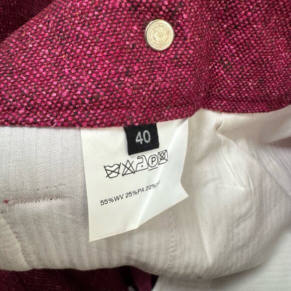 Escada Pink Pink Herringbone Wool Tweed Straight Leg Dress Pants Womens Sz 40 M - Picture 9 of 11
